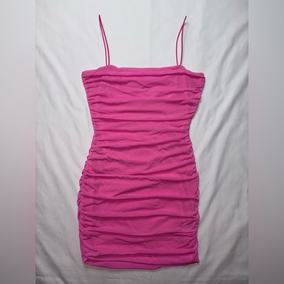 That’s So Fetch Size 10 Hot Pink Landon Ruched Bodycon Party Club Mini Dress - Picture 3 of 6
